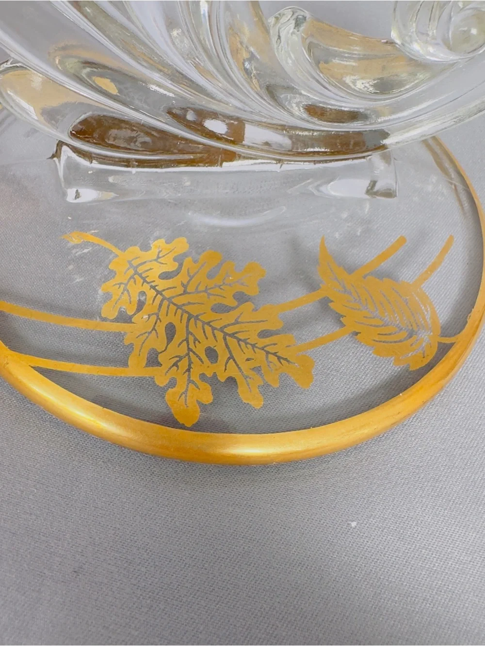 Vintage Fosteria Baraque Taper Candle Holders 22K Overlay Cornucopia Glass Art